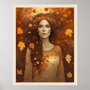Poster L'automne laisse une femme avec les cheveux auburn
