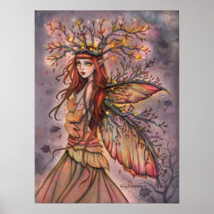 Poster L'automne Queen Fairy Imaginaire Art par Molly Har