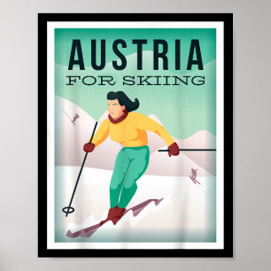 Poster L'Autriche pour le ski Pistensau &amp; Skihaserl D