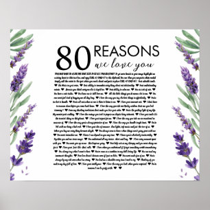 Poster lavande 80 raisons nous vous aimons grand-mère ann