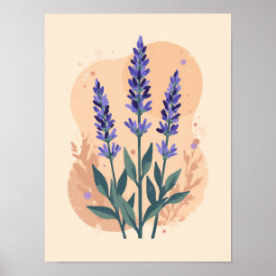 Poster Lavande Boho minimaliste Sprigs murale Abstraite