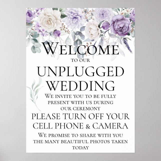 Poster Lavande Purple Peonies Blanches Roses Mariage (Devant)