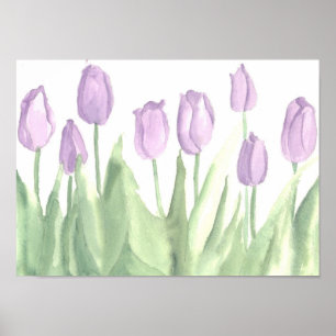 Poster Lavande Tulipe Fleur Jardin Ressort Aquarelle