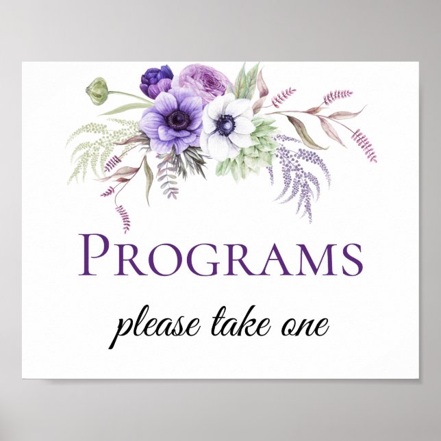 Poster Lavande violette blanc mariage floral Signes du pr (Devant)
