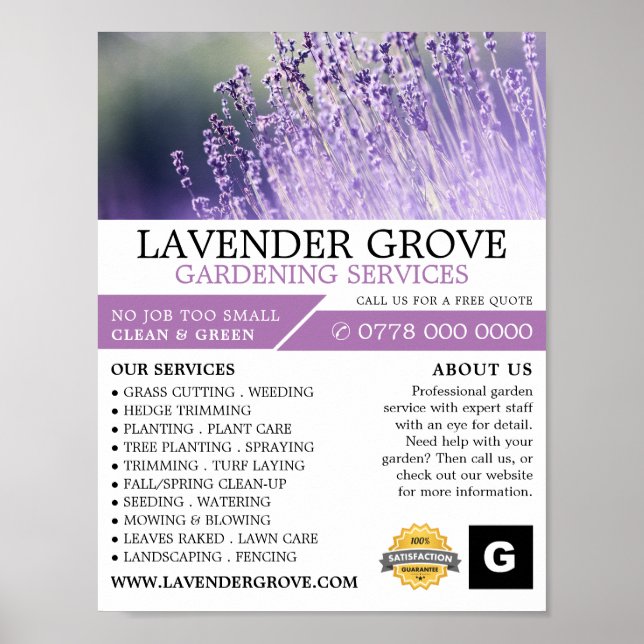 Poster Lavande violette, Service de jardinage, Horticulte (Devant)