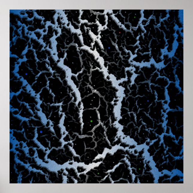Poster Lave de l'espace fissuré - Bleu/Blanc (Devant)
