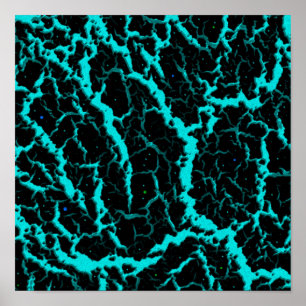 Poster Lave de l'espace fissuré - Cyan