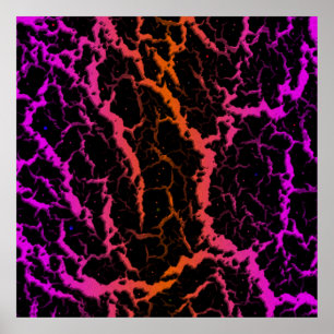 Poster Lave de l'espace fissuré - rose/orange