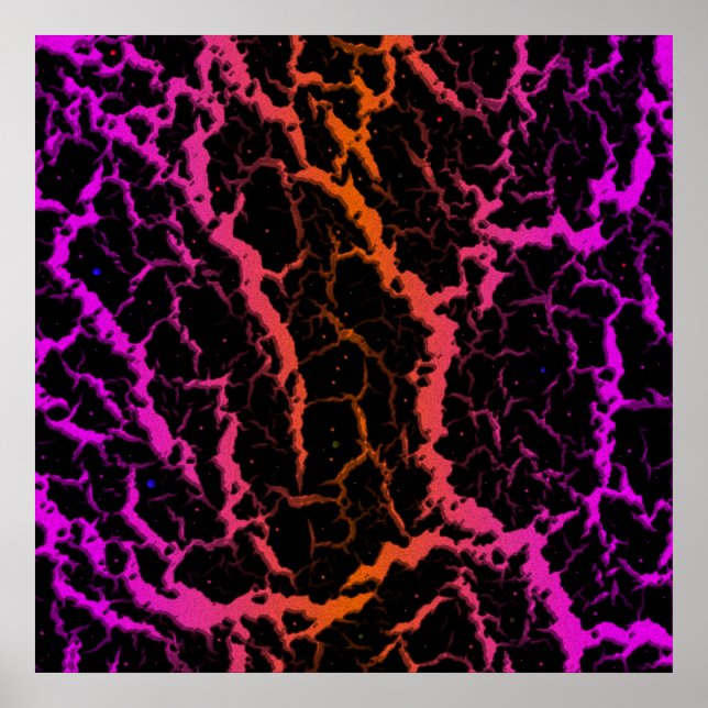 Poster Lave de l'espace fissuré - rose/orange (Devant)