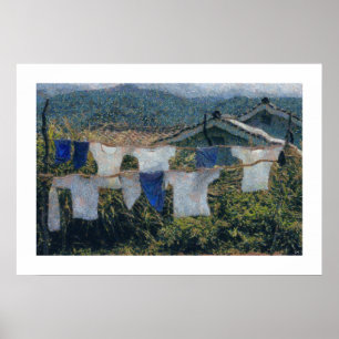 Poster Lave-linge de vêtements d'art accroché en ligne