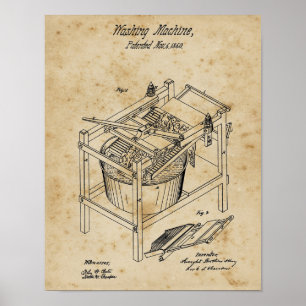 Poster Lave-linge Décor Lave-linge Blueprint Art