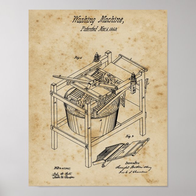Poster Lave-linge Décor Lave-linge Blueprint Art (Devant)