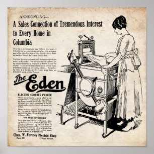 Poster Lave-linge électrique vintage Eden