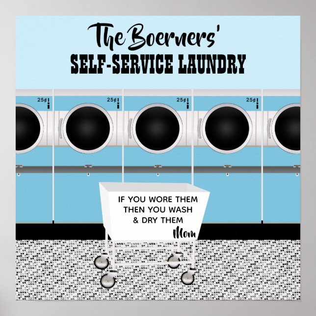 Poster Lave-Linge En Libre-Service Rétro Ils Font Le Trav (Devant)