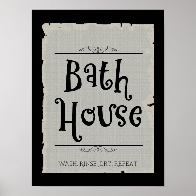Poster Lave-linge Lavatoire Salle de bain Rinse Sec Répét (Devant)