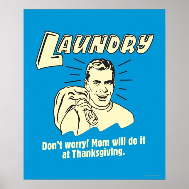 Poster Lave-linge : Ne t'inquiète pas Maman Thanksgiving (Devant)