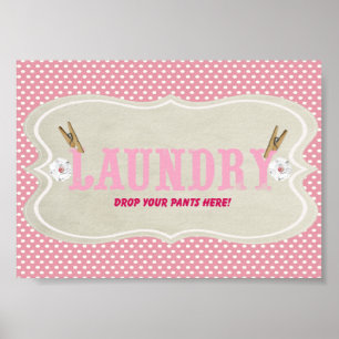 Poster Lave-linge Rose Cute Laisser Vos Pantalons Ici Sig