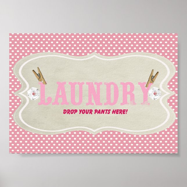 Poster Lave-linge Rose Cute Laisser Vos Pantalons Ici Sig (Devant)