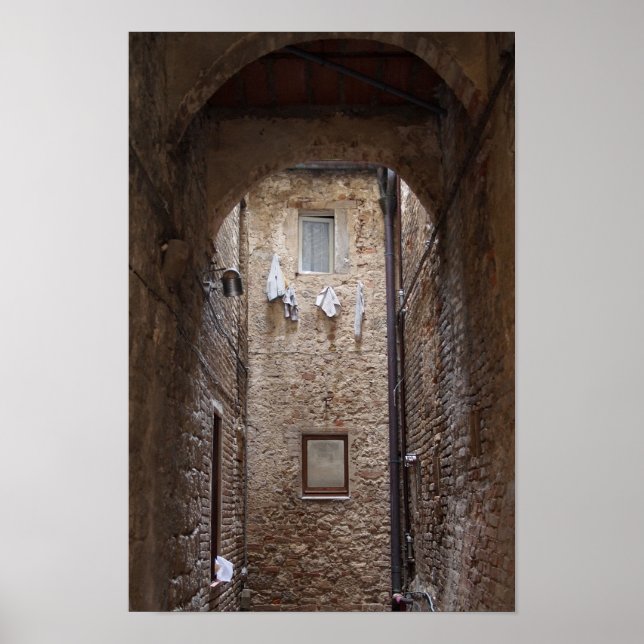 Poster Lave-linge séché sur l'affiche toscane (Devant)