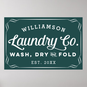 Poster Lave-linge Turquoise foncée personnalisée Laver Pl