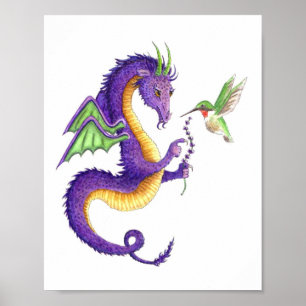 Poster Lavender Dragon & Hummingbird - imprimer