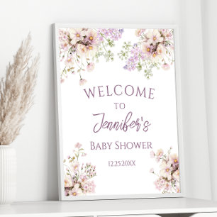 Poster Lavender Floral Spring Baby Girl Douche Bienvenue