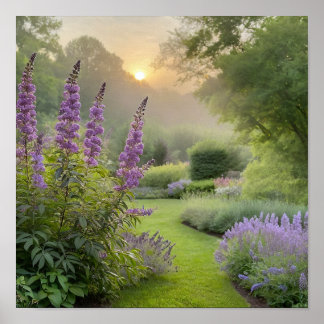 Poster Lavender Garden at Sunrise – Peaceful Floral Lands