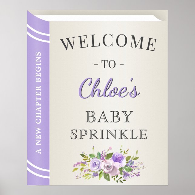 Poster Lavender Livre Histoire Baby Girl Sprinkl Bienvenu (Devant)