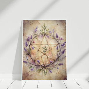 Poster Lavender Pentacle Wall Art - Soft Witch Home Decor