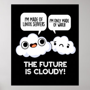 Poster L'Avenir Est Nuageux Météo Ordinateur Pun Dark BGa