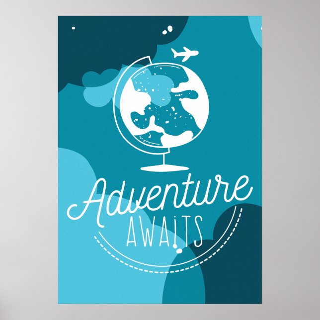 Poster L'aventure attend l'affiche bleue pour enfants (Devant)