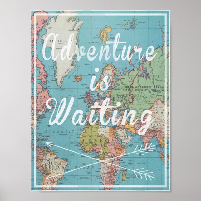 Poster L'aventure est en attente sur la carte du monde vi (Devant)