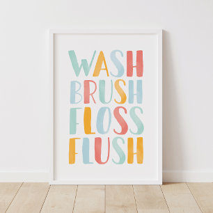 Poster Laver Brush Floss Blush Coloré Salle de bain