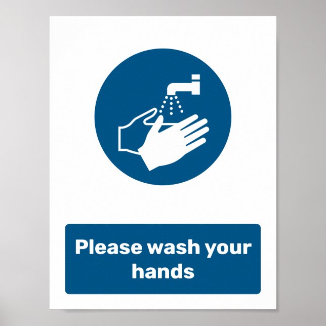 Poster Laver votre signe mains (Devant)
