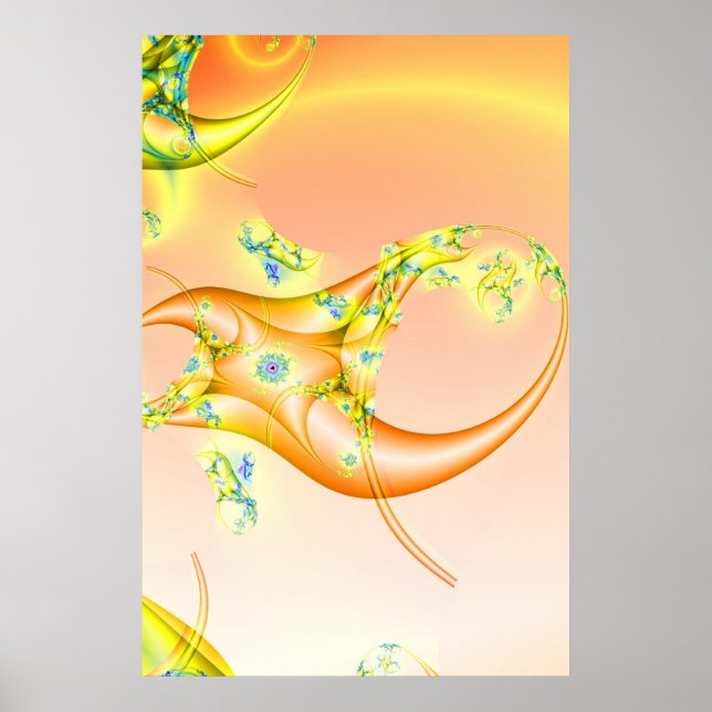 Poster Lavette | Art fractal orange et jaune (Devant)