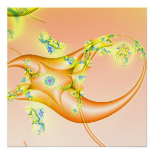 Poster Lavette   Art fractal orange et jaune