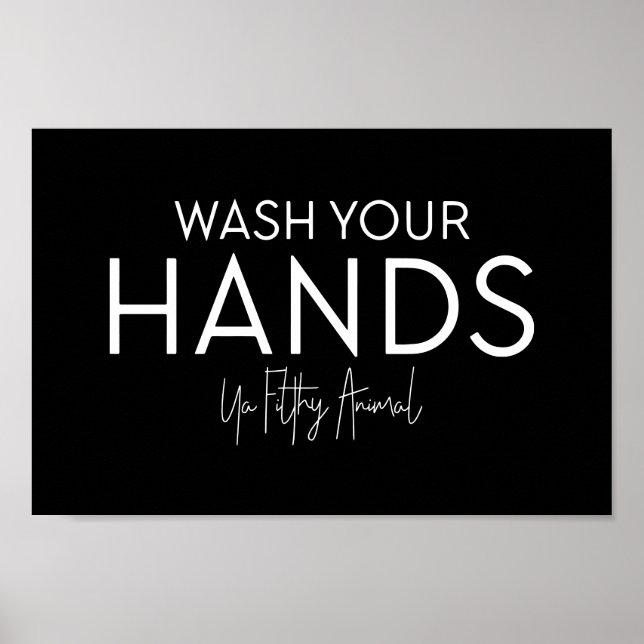 Poster Lavez Vos Mains Ya Filty Animal Couleur modifiable (Devant)