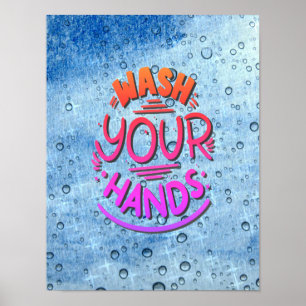 Poster Lavez-vous les mains 2020 Salle de bain signe d'hy