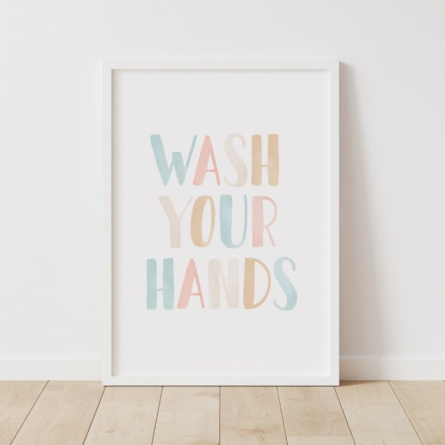Poster Lavez-vous les mains Neutre Enfants Salle de bain  (Créateur téléchargé)