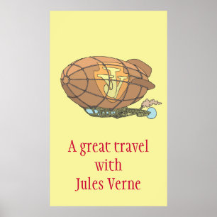 Poster L'avion "steampunk" Jules Verne