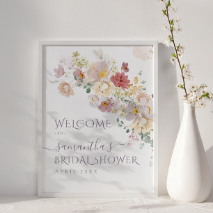 Poster Lavis Floral Violet Mariage de Printemps