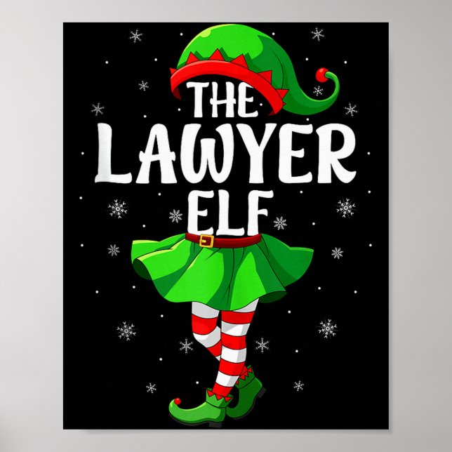 Poster Lawyer Elf Christmas Girls Women Elf Squad Xmas Fa (Devant)