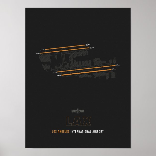 Poster LAX - Diagramme de piste de l'aéroport de Los Ange (Devant)