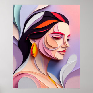 Poster Layered Grace Abstract Feminine Portrait