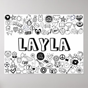 Poster 'LAYLA' Color-it-Yourself Outline Design