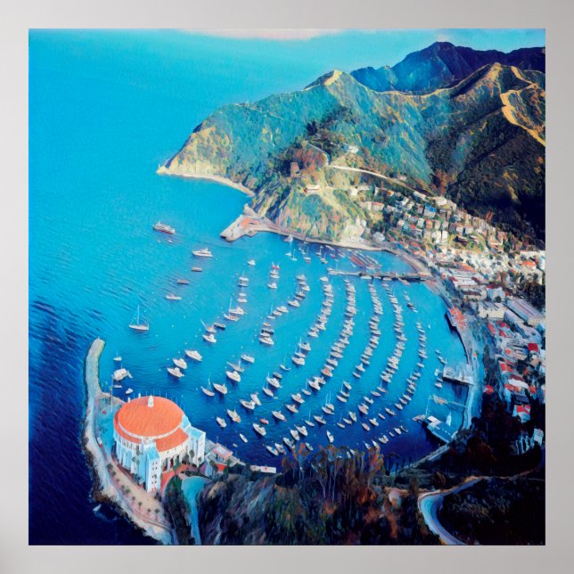 Poster ldp PÈRE NOËL CATALINA Island - Californie - port (Devant)
