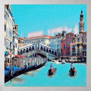 Poster ldp VENICE - gondolas - rialto -