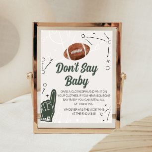 Poster Le Baby shower de football ne dit pas signe bébé