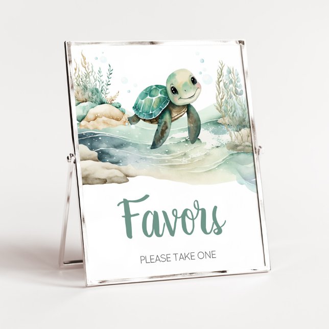 Poster Le Baby shower de tortue de mer à privilégier (A Little Hatching Is On the Way Baby Shower Favors Sign)