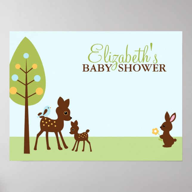 Poster Le Baby shower des animaux des bois (Devant)